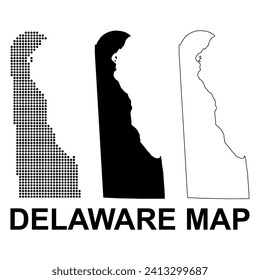 Set of Delaware map, united states of america. Flat concept icon vector illustration .