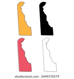 Set of Delaware map, united states of america. Flat concept icon vector illustration .