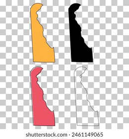 Set of Delaware map, united states of america. Flat concept icon vector illustration .