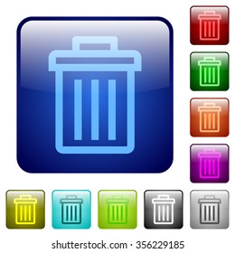 Set of delete color glass rounded square buttons