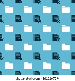 Set Delete file document and Document folder on seamless pattern. Vector