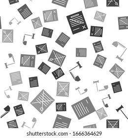 Set Delete file document, Document, Judge gavel with shield and Delete file document on seamless pattern. Vector