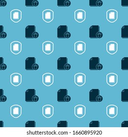 Set Delete file document and Document protection concept on seamless pattern. Vector