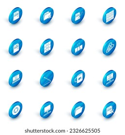 Set Delete folder, Blank notebook and pencil with eraser, Office folders papers documents, File clip, Laptop cross mark on screen, Drawer, Paper and Binder icon. Vector