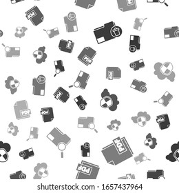 Set Delete folder, PDF file document, Cloud and shield and Search concept with folder on seamless pattern. Vector