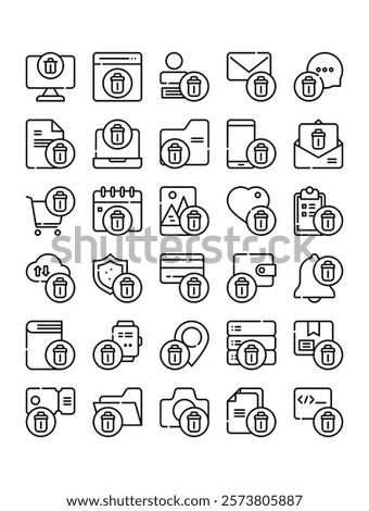 set of delete remove line icon vector illustration