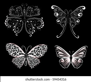set of delicate butterflies