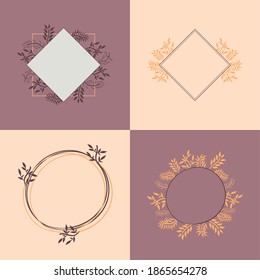 conjunto de delicados monogramas elegante con decoración diseño de ilustración vectorial
