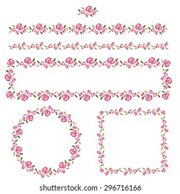Set of delicate pattern brushes and frames