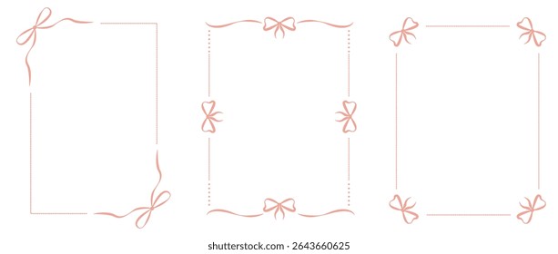 Set with delicate ribbon and bow borders in pink
