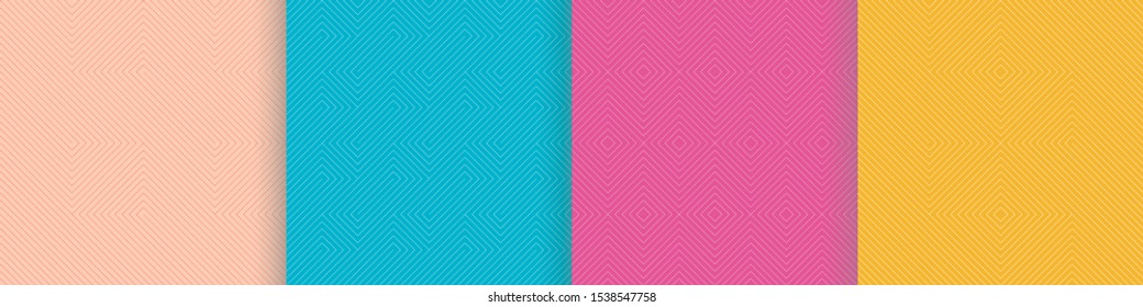 Set of delicate seamless striped patterns. Repeating geometrical  colorful textures. Stylish modern geometric textures. Vector abstract graphic backgrounds. 