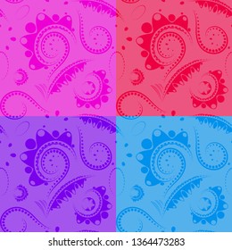 A set of delicate shades of blue and purple carved flowers and petals. To create a summer mood.

