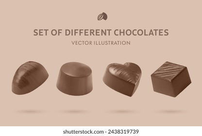 A Set of Delicious 3D Vector Chocolate Props