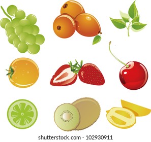 A set of delicious berries. Isolated on white background.