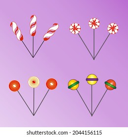 A set delicious candy.Sweets and candies icon vector set on white background.EPS10