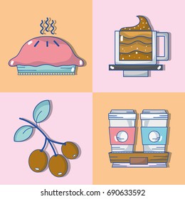 set delicious coffe with differents taste