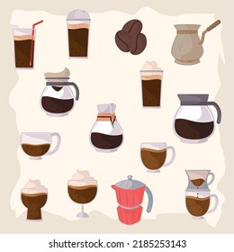 set of delicious coffee cups