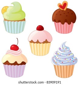 A set of delicious cupcakes.