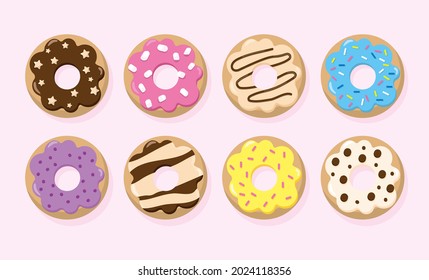 A set of delicious donuts of different designs