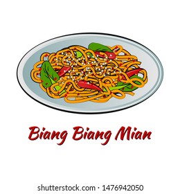 Set of delicious and famous food of Chinese in colorful gradient design icon,Biang Biang Mian,vector illustration