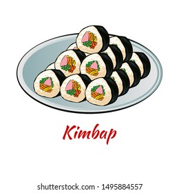 Set of delicious and famous food of Korean in colorful gradient design icon,vector illustration