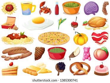 Set of delicious food illustration