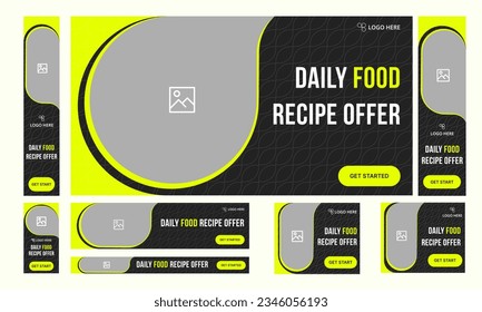 Set of delicious food web banner for social media banner post design. fully editable vector eps 10 file format