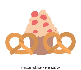 set of delicious and fresh bakery cakes