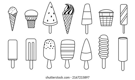 A set of delicious ice cream. A sweet summer treat with different flavors.