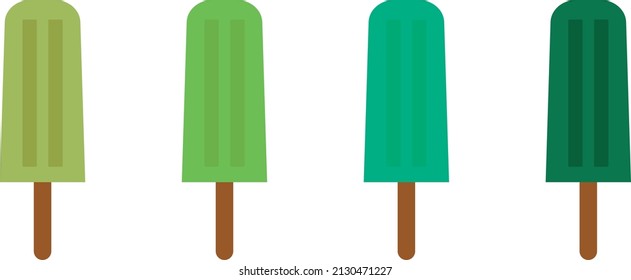 Set of delicious ice creams on a stick. Different refreshing green pistachio ice cream vector.