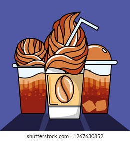 set of delicious iced coffee