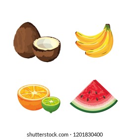 set delicious organic fruit tropical nutrition