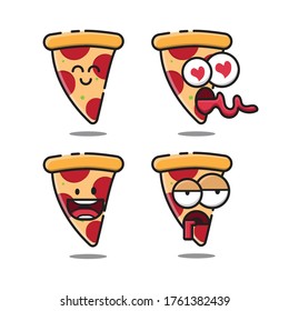 Set of delicious pizza cartoon for hungry people