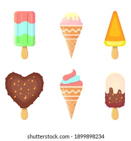 
Set of delicious sweet ice cream on isolated background
Eps 10.