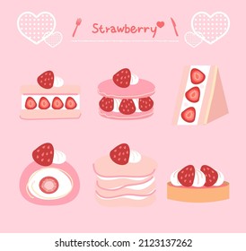 Degustación de dulces y postres deliciosos con sabor a fresa para el día de San Valentín