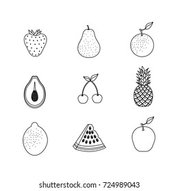 set delicious tropical and exotic fruit
