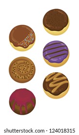 Set of delicious vector donuts and cakes