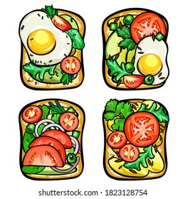 Set of delicious vegetarian toasts 