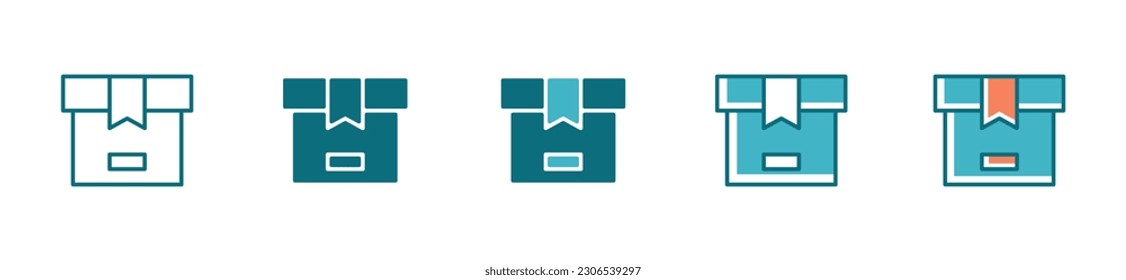 conjunto de iconos de caja de entrega, carga, envío de señales de caja de productos de transporte vector 