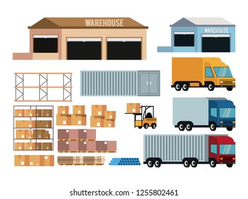 Set of delivery and cargo icons