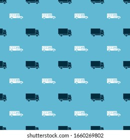 Set Delivery cargo truck vehicle and School Bus on seamless pattern. Vector