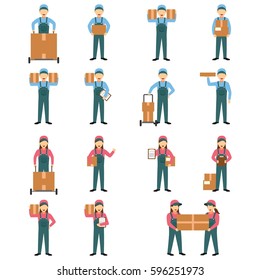 Set of Delivery Character Design Vector
