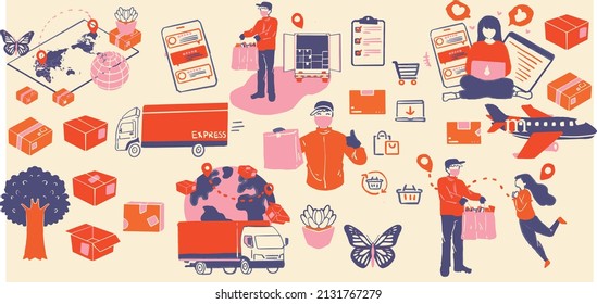 un conjunto de imágenes de concepto de entrega

