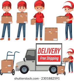 Set of delivery element illustration