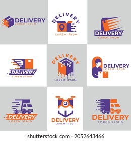 conjunto de logotipo expreso de entrega en vector