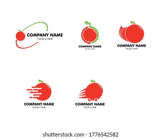 Set of Delivery fast orange fruit logo template