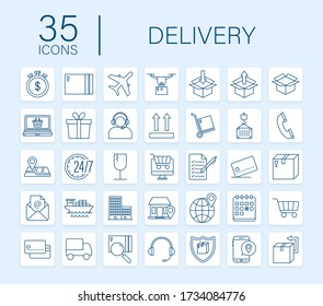 Set with delivery icon. Delivery service. Fast courier. Truck icon set. Vector stock illustration.