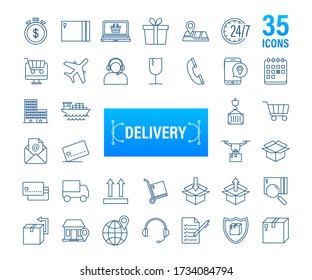 Set with delivery icon. Delivery service. Fast courier. Truck icon set. Vector stock illustration.