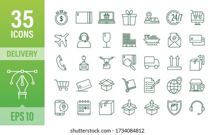 Set with delivery icon. Delivery service. Fast courier. Truck icon set. Vector stock illustration.