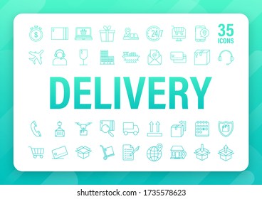 Set with delivery icon. Delivery service. Fast courier. Truck icon set. Vector stock illustration.